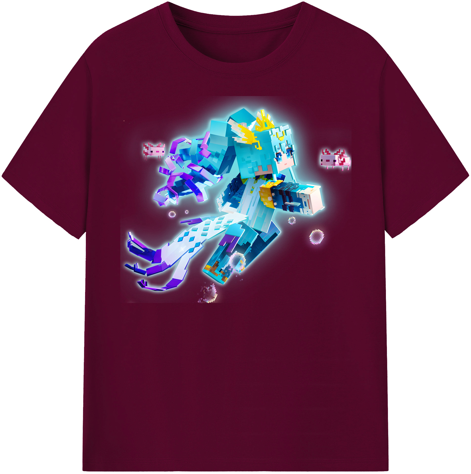 （画像用） マインクラフト ブロックの世界 Minecraft MC Block world レディースカジュアルプリントTシャツ（綿100％）